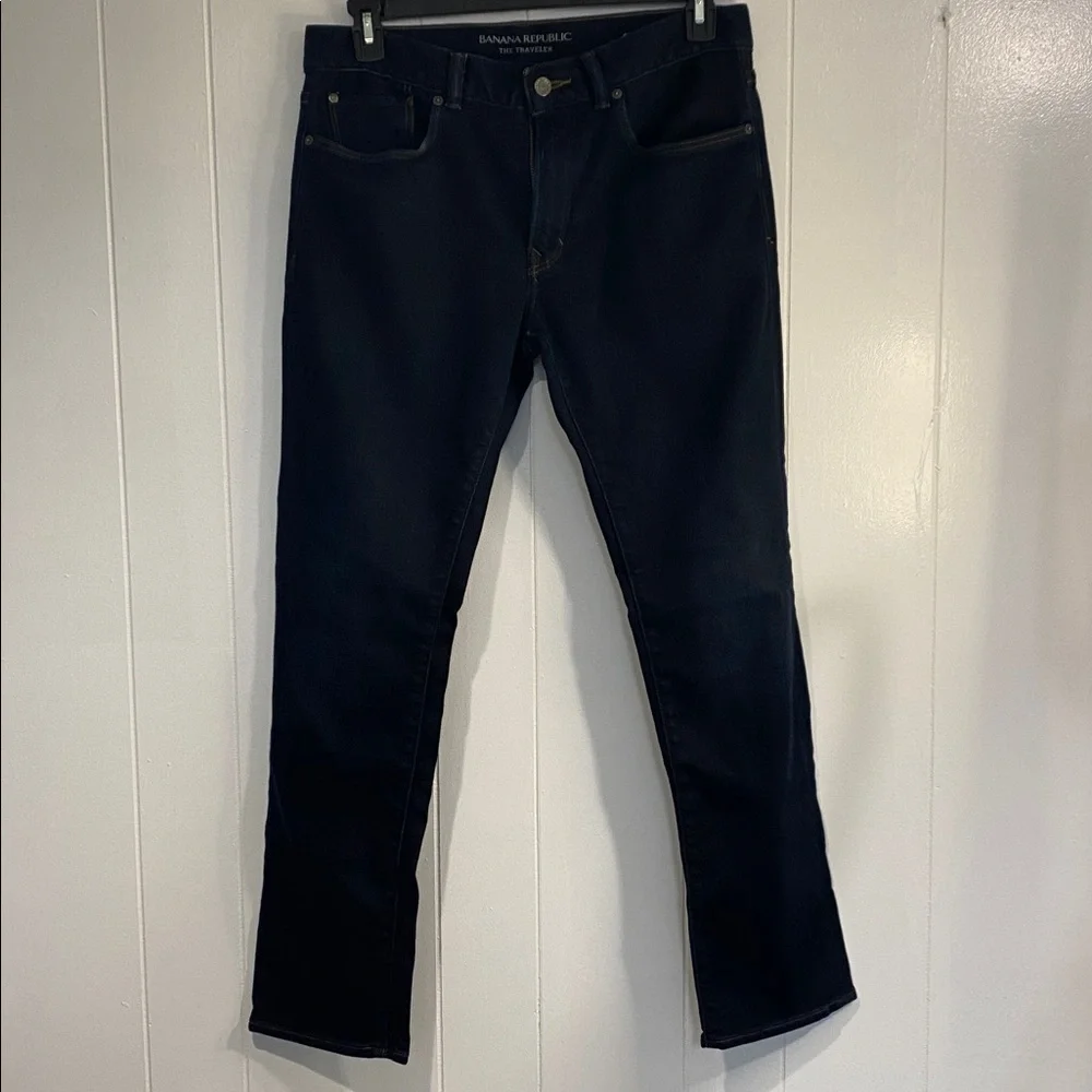Banana Republic Traveler Slim Dark Wash Jeans 32x30 Stretch Very Dark Blue